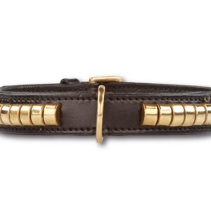 hondenhalsband zwart leer met goud