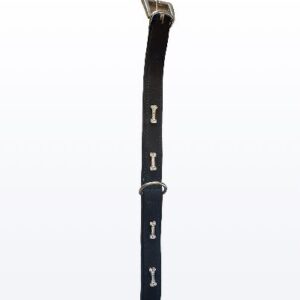 hondenhalsband zwart leer met zilver